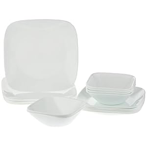 Corelle Square Pure White 18-Piece Dinnerware Set, Service for 6