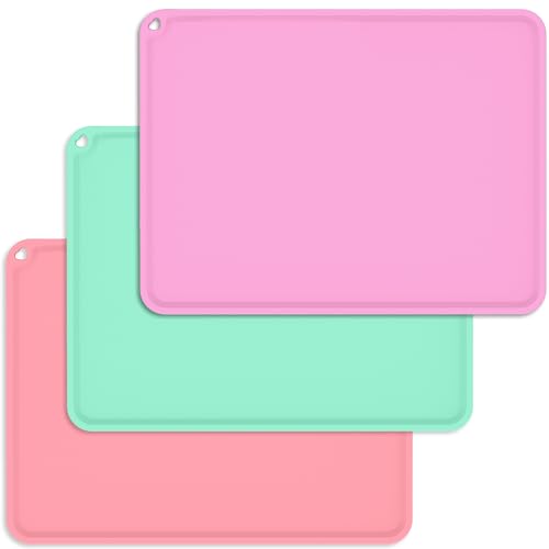 Image of Silicone Baby Placemats, Non-Slip Placemats for Kids Baby Toddlers DiningTable, Baby Food Mat for Baby Eating，3Pack (Light Purple&Baby Green&Pink)