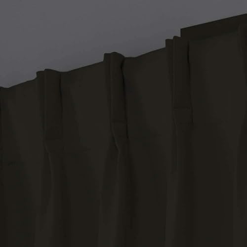 Image of 100% Blackout Double Pinch Pleat Curtains, Linen, Thermal Insulated, 2 Panels, Solid,(Black)