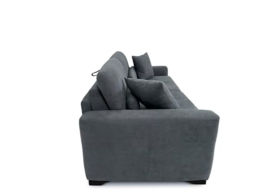 fornera f60 Sofa mit Schlaffunktion - 3 Sitzer Schlafsofa und Klappsofa mit hochwertiger Kaltschaummatratze & CATAS Bettgestell - Schlafcouch mit Bettfunktion grau – Bild 5