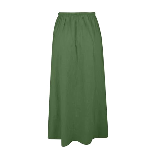 Beach Vacation Clothes for Women Trendy Summer Boho Linen Drawstring Waist Dresses Casual A Line Flowy Maxi Skirts4