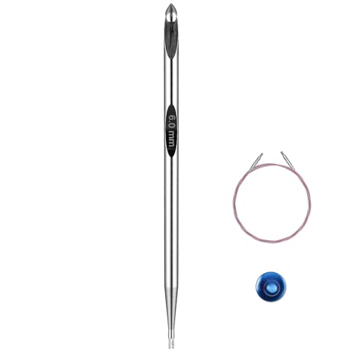 Ensemble J10/6mm crochets tunisiens interchangeables aluminium 24 po