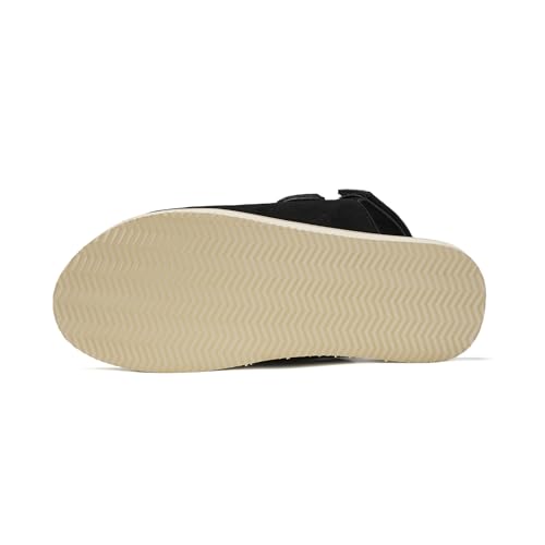 Summer Men Sandals for Suede, Comfortable Flats with Memory Foam Insole, EVA Outsole Non-Slip Casual Fashion Hook&Loop Closures Slides-H4
