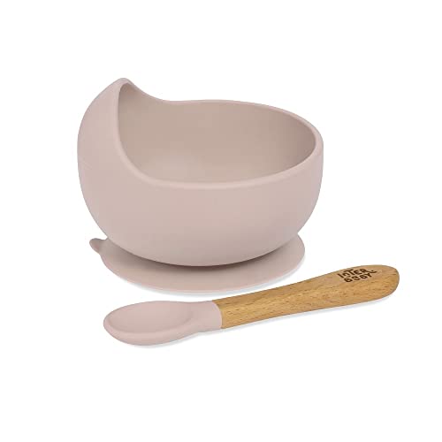 Interbaby - Bol Bebe Ventosa Silicona | Bol Bebe Antivuelco y Cuchara Bebe Aprendizaje | Cuenco Ventosa Bebe Antideslizante, Cómodo | Silicona Suave, Antibacterias, Sin BPA | Rosa Maquillaje