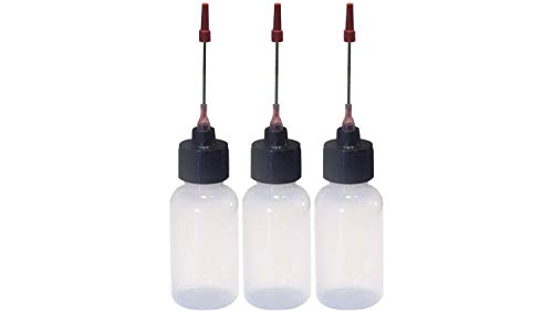 Hicet 3 Pack 1 OZ Bottles with Stainless Needle Tip, Precision Tip Applicator Bottles for Gun Cleaning Oils and Solvents, Leakproof Plastic Bottles for Oiling