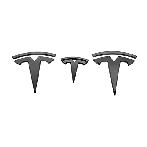 LinyuexCar 3D Appearance Sticker 3pcs Tesla Car Logo Steering Wheel Patch Front And Rear Car Markings For Tesla Model 3 2018~2021 Car 3D Appearance Sticker (Color Name : 3pcs matte black)
