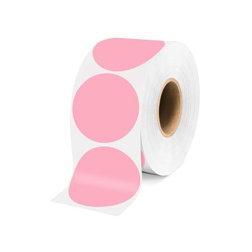 2 Inch Pink Circle Stickers, Permanent Sticky Dots, 500 Pcs Roll, Colored Dot Stickers for Toddlers, Drafting Dots, File Classification Stationery Labels
