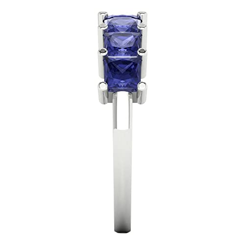 Clara Pucci 1.75 tcw Eternity Wedding Band for Women - 3.5mm Princess Cut Tanzanite Birthstone Gold Ring - 14K White Gold Stacking Bridal Wedding Ring for her3