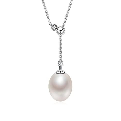 Collier perles d'eau douce naturelles suspendues sur chaîne réglable fin