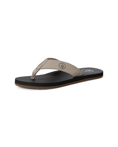Image of Volcom Men's Daycation Flip Flop Sandal - Soft Brushed Recliner Comfort Foam Footbed, Black /Black, 8