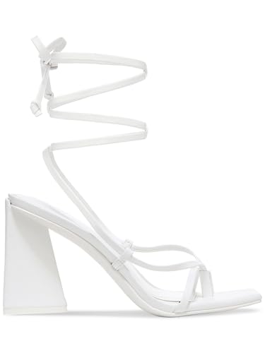 Bar III Womens AURORAA Faux Leather Strappy Block Heel White 10.5 Medium (B,M)2