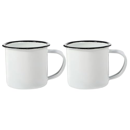 Milisten 2-Pack Mini Enamel Espresso Cups - 4.4oz Tiny Coffee