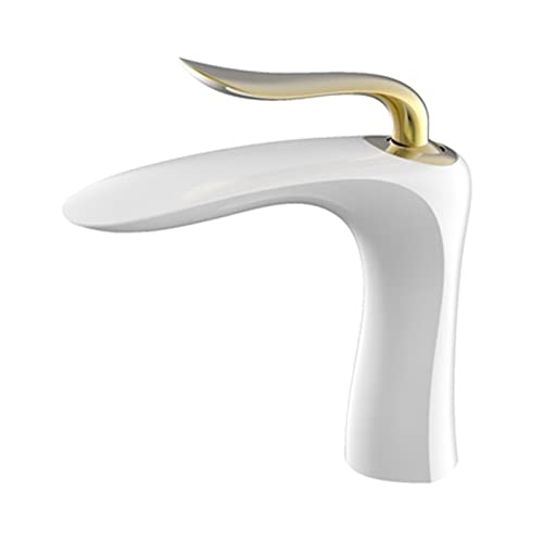 Mitigeur de lavabo or blanc en laiton pour évier de salle de bain