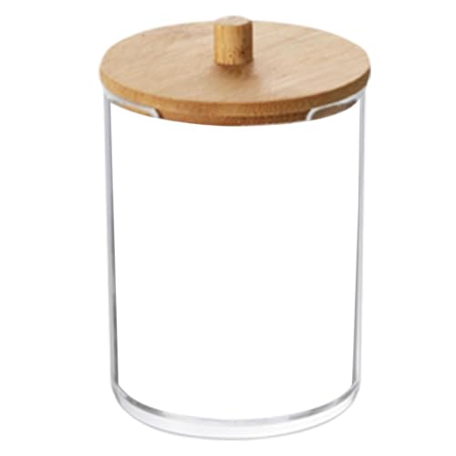 Frascos De Baño: Recipientes De Baño, Grandes Frascos De Organizador De Almacenamiento | Bolsa De Algodón Dispensador De Dispensadores, Botes Transparentes Duraderos Con Tapas De Bambú Marrones Para L