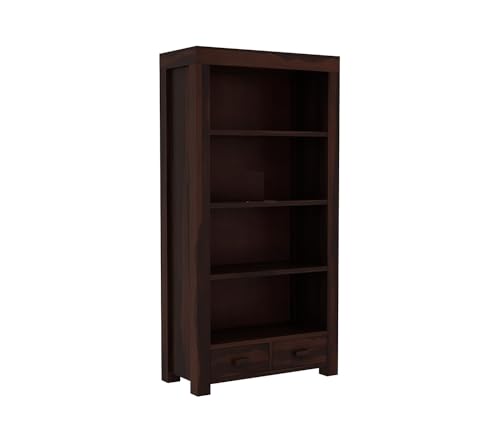 Image of Sheesham Wood Bookcase | Solid Wood Book Shelf for Home Library | Wooden Book Cabinet for Home & Office Living Room (Large, BBslf-Walnut6)