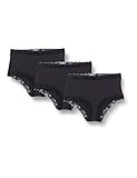 Iris & Lilly Damen Unterwäsche hohe Taille Baumwolle und Spitze, 3er-Pack, Schwarz, 44