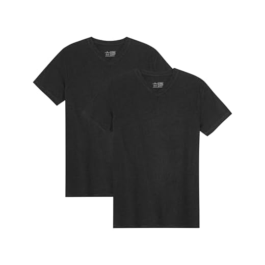 T-shirt för herr, 2-pack, Crew eller V-urringning, lätt, snabbtorkande & mjuk, korta ärmar (V-Neck - Svart, XL)