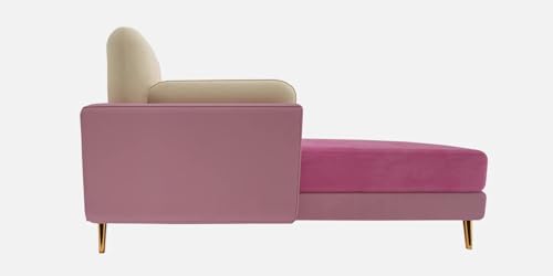 Image of Polyester Velvet Contemperory Sofa Set with Cushion Chaise Lounge, Sectional Sofa Perfect for Your Living Room,Guests Room & Office. (Pink & Beige, RHS 5 Seater)