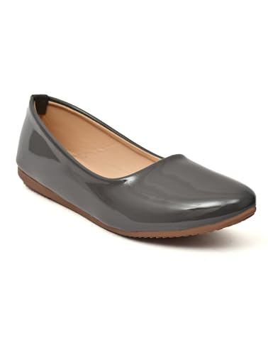 Image of MISS London Women's Bellies | Patent Leather Flats for Casual & Office Wear | Stylish & Comfortable | TPC Sole
