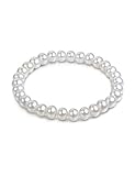 Kim Carrey Elastic Pearl Bracelet Wedding Accessories Bridesmaid Bracelet Faux Pearl Bracelet Bridal Party Prom Beaded Bracelet (White-1pcs)