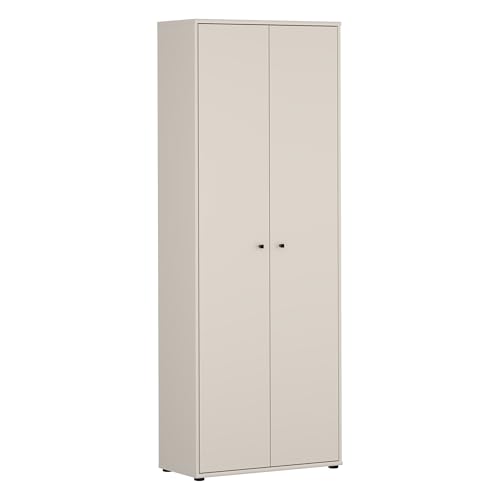 Forte TEMPRA 2 Schrank 70 80, moderner Mehrzweckschrank 2-türig, Schlafzimmer, Wohnzimmer, Holzwerkstoff, Büro, Kaschmir|Beige, 73,7 cm breit x 197,5 cm hoch x 34,8 cm tief
