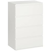 HOMCOM Chest of Drawers, 4 Drawers Storage Cabinet Floor Tower Cupboard for Bedroom Living Room, White