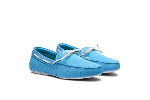 SWIMS Mens Loafers, Braided Lace Shoes for Men, Casual Beach Loafer, Comfortable Summer Shoe, Stylish Lightweight Walking Footwear(Aqua/White,8)2