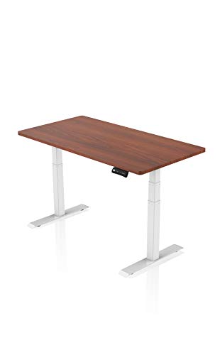 - AGIL - Elektrisch Höhenverstellbarer Schreibtisch mit bis zu 5 Jahren Garantie - Weißes PREMIUM Gestell & Walnussfarbene Tischplatte - Ergonomischer Schreibtisch für Kinder und Erwachsene