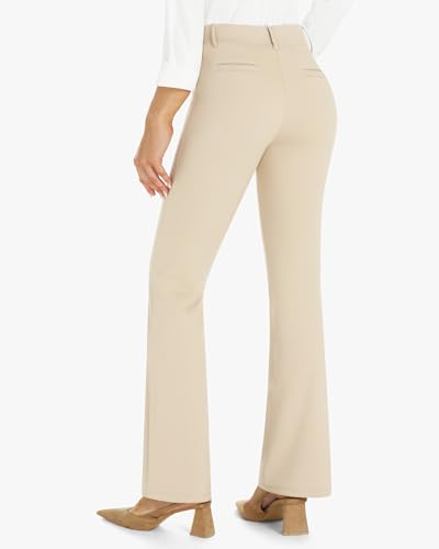 Image of Stelle Women 28 inch /30 inch / 32 inch Bootcut Dress Pants Business Casual Work Pants with Pockets Pull On Regular Slacks for Office