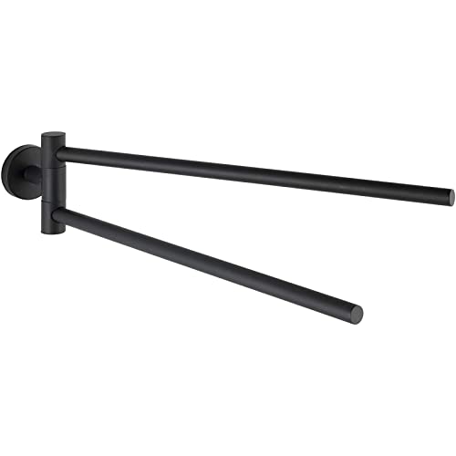 Rack de serviette en acier inoxydable noir avec barre de salle de bain rotative 5.5 x