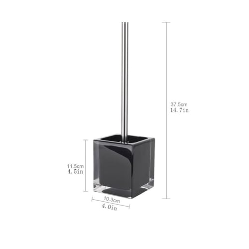 Black Toilet Brush Set with Stainless Steel Handle, Square Resin Holder, Stylish Bathroom Cleaning Tool, Toilet Bowl Brush and Stand for Easy Storage - Image 2