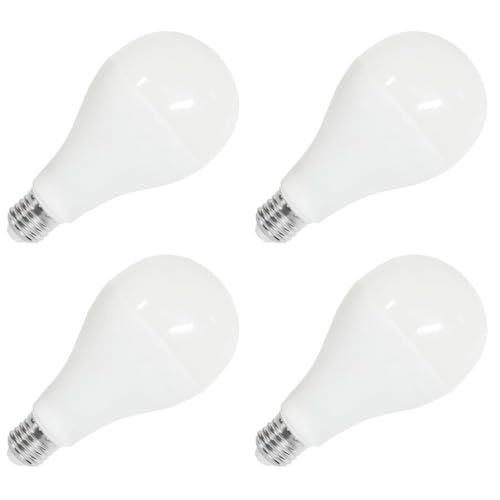 Acan Tradineur   Pack de 4 bombillas LED, 20W, E27, luz blanca fría, 6000k, economizadora de energía A+ 85%, 155 mm