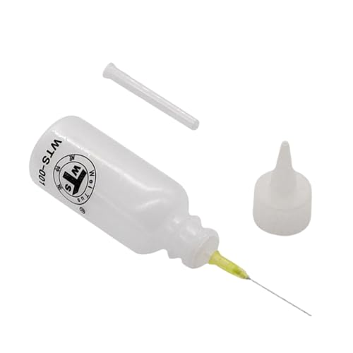 Jvjggag Aplicador de punta de precisión, botella engrasadora de aguja, diseño cuentagotas para apretar, control fino a prueba de fugas, para manualidades de soldadura electrónica, 5.9 x 1.2 pulgadas