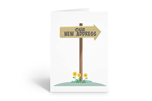 Nuevas tarjetas de dirección – 10 tarjetas de anuncios móviles en caja y sobres – Hecho en Estados Unidos (We Moved) (signo móvil)