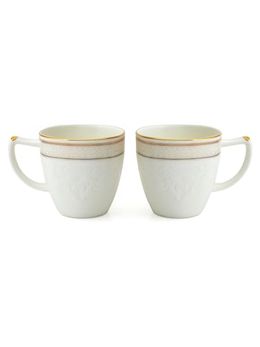 Image of Clay Craft Fine Ceramic Satin Impression Tea /Coffee Set of 6-200 ml Each (1411), Tea Cup Set of 6, Microwave & Dishwasher Safe, Mugs for Coffee, Cups Set of 6, Mug Set, Gift Set, Ideal for Gifting