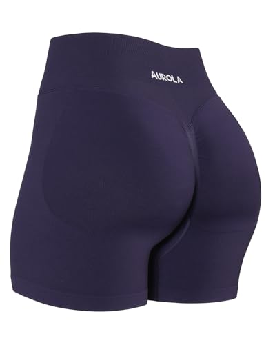 Image of AUROLA Influence Workout Shorts for Women,2.5 3.5 4.5 5.5 6.5 No Roll Up Squat Proof Scrunch Seamless Compression Gym Short