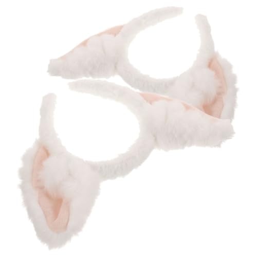 Beatifufu 2個キツネ耳カチューシャ ハロウィン コスプレ用 毛皮風ふわふわデザイン 白いキツネの耳 伸縮性ヘッドバンド 衣装アクセサリー パーティー仮面舞踏会テーマイベント対応