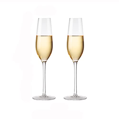 Copas de champán de cristal con diseño de flauta soplado a mano que retiene las burbujas 2