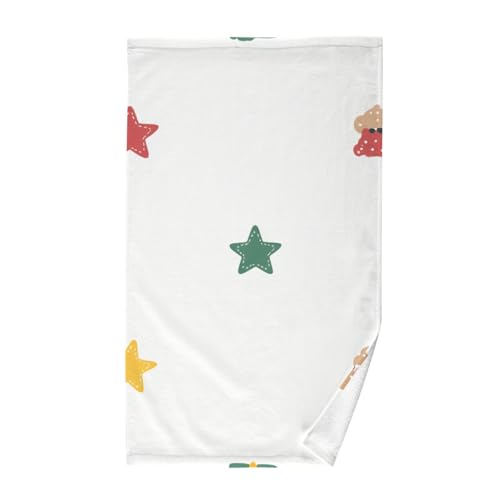 GuoChe Toallas de mano pequeñas de algodón con estrellas de Navidad, 40,6 x 71,1 cm