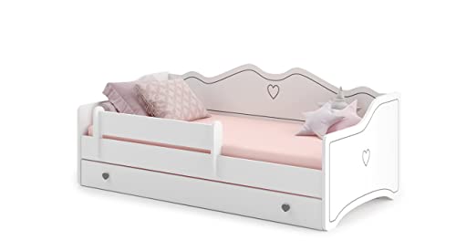 Lit enfant blanc 'Emma' 80 x 160 cm avec matelas + cadre + tiroir