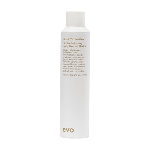 EVO Miss Malleable Flexible Hairspray - Strong Hold Hairspray, Malleable For Long Lasting Style, Shape Control & Brushable Finish - 9.0oz