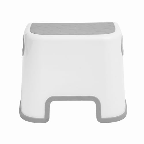 Straame Double Step Stool for Kids, Non-Slip 2 Step Stool for Toddlers with Built-in Handles, Step Stool for Potty Training, Bathroom and Kitchen, Sturdy and Practical Design (White)