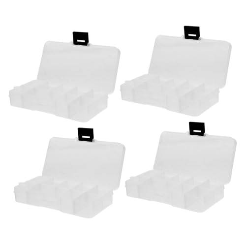 FRCOLOR 4個透明 ネイルアート収納ボックス 素材 軽量 壊れにくい 収納オーガナイザー ネイルチップ 付け爪 整理ケース マニ デコレーション用 家用 サロン用