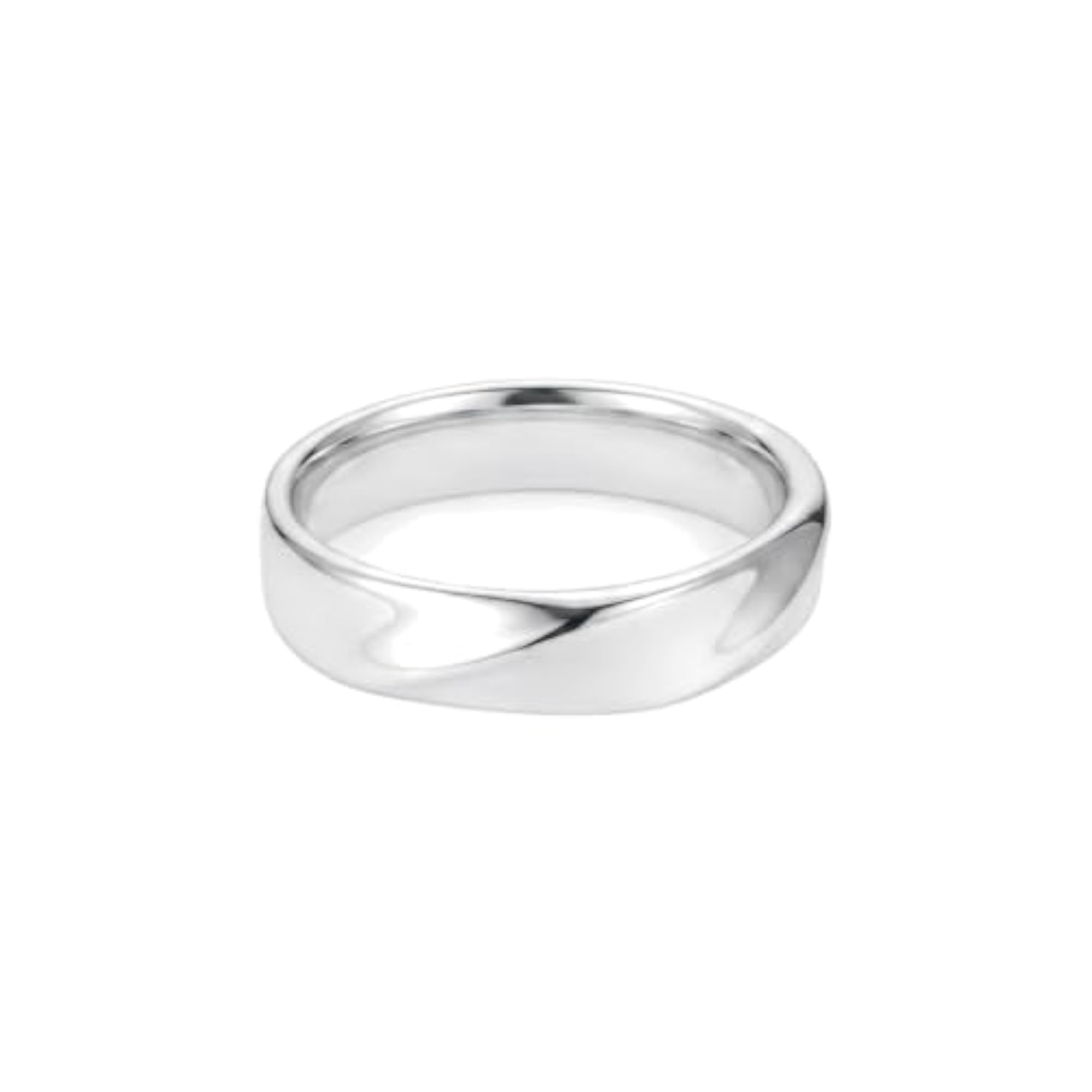 Women's Classic Fluid Silver Band Ring, Elegant Style