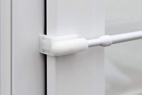 Preisvergleich Produktbild Beyond Drape Klemmstange ausziehbar rund Klemmträger bis 20mm Gardinenstange Vitragenstange Scheibenstange Tür Fenster Stange Teleskopstange, Eisen, weiß, 80-120 cm