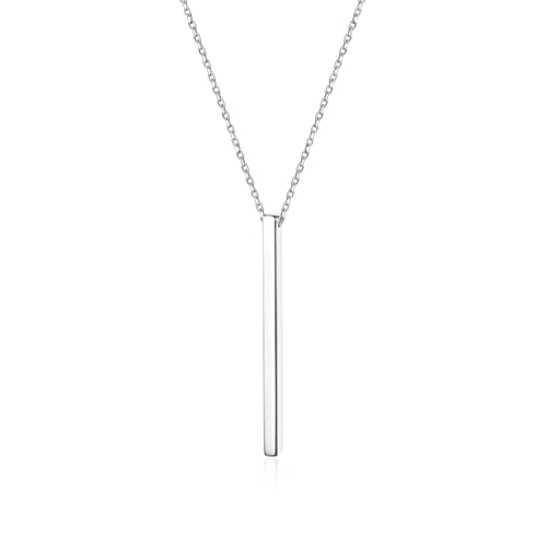 Vertical Bar Pendant Necklace, 925 Sterling Silver Plain 3D Bar Necklace Simple Y Necklace, Jewelry Gift For Women #TOP24