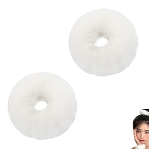 LUYING シュシュ 髪飾シュシュ セットり ヘアゴム 大人っぽい 髪飾り 2PCS ヘアーバンド ヘアアクセサリー ボリューム ヘアゴム ファー ファーボール 女性または女の子のための弾性の髪のネクタイふわふわポニーテールホルダー