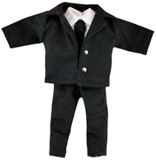 【GloryOry】オビツ11 ドール服 スーツ 3点セット ジャケット シャツ ネクタイ ズボン 11cmドール用 コーデセット ミニチュア衣装 ねんどーる 服 デート (ブラック)