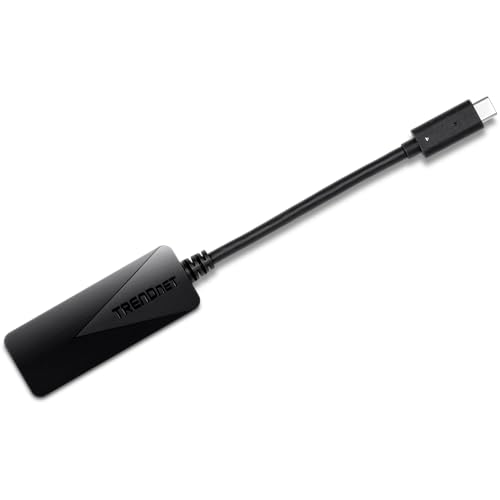 Image of TRENDnet USB Type-C to Gigabit Ethernet LAN Wired Network Adapter, Windows & Mac Compatible, Nintendo Switch, USB-C to Gigabit Ethernet Adapter, Black, TUC-ETG