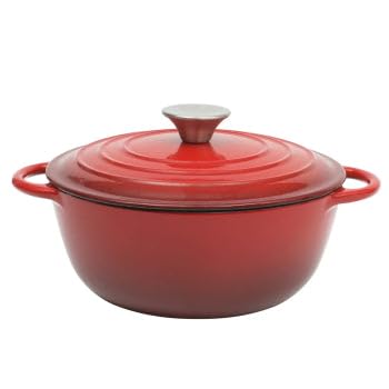 Home 2.65 Quart Enameled Cast Iron Dutch Oven with Lid in Red
